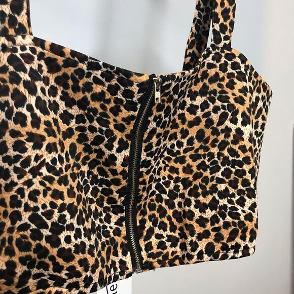 🆕  Leopard Print Zip-Up Bustier Plus sz XL - Picture 2 of 6